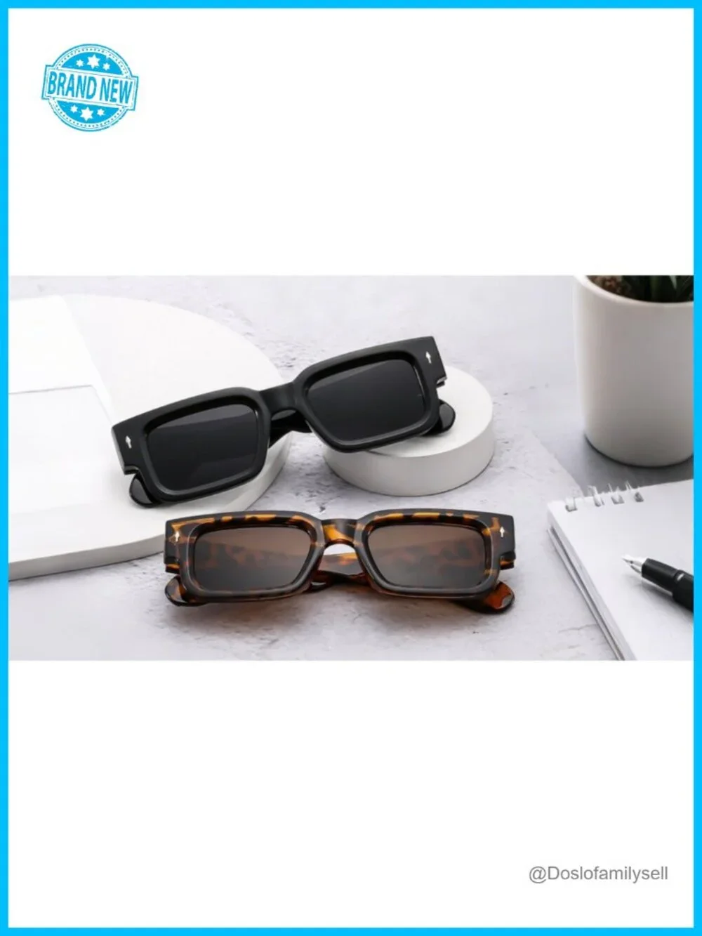 Chunky Rectangle Sunglasses UV400 Protection Unisex